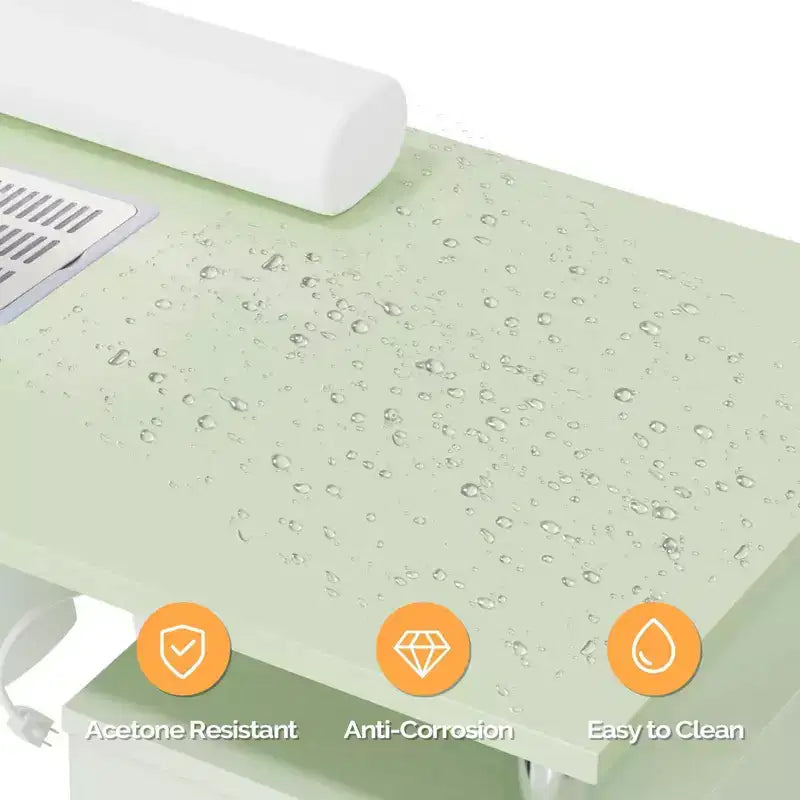 Tavolo da Manicure Bianco da 42,5" per Salone con 3 Cassetti – Postazione per Unghie in MDF per Casa o Salone
