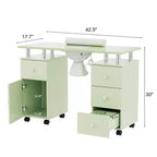 Tavolo da Manicure Bianco da 42,5" per Salone con 3 Cassetti – Postazione per Unghie in MDF per Casa o Salone