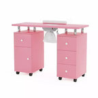 Tavolo da Manicure Bianco da 42,5" per Salone con 3 Cassetti – Postazione per Unghie in MDF per Casa o Salone