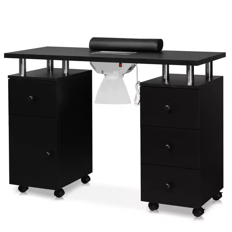 Tavolo da Manicure Bianco da 42,5" per Salone con 3 Cassetti – Postazione per Unghie in MDF per Casa o Salone