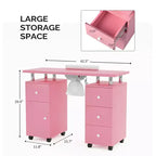 Tavolo da Manicure Bianco da 42,5" per Salone con 3 Cassetti – Postazione per Unghie in MDF per Casa o Salone
