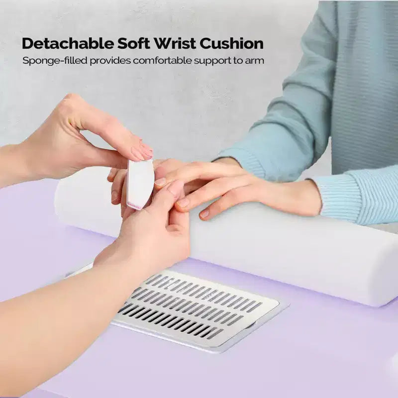 Tavolo da Manicure Bianco da 42,5" per Salone con 3 Cassetti – Postazione per Unghie in MDF per Casa o Salone