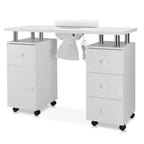 Tavolo da Manicure Bianco da 42,5" per Salone con 3 Cassetti – Postazione per Unghie in MDF per Casa o Salone
