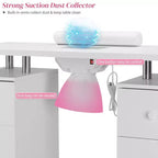 Tavolo da Manicure Bianco da 42,5" per Salone con 3 Cassetti – Postazione per Unghie in MDF per Casa o Salone