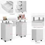 Tavolo da Manicure Bianco da 42,5" per Salone con 3 Cassetti – Postazione per Unghie in MDF per Casa o Salone