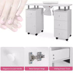 Tavolo da Manicure Bianco da 42,5" per Salone con 3 Cassetti – Postazione per Unghie in MDF per Casa o Salone