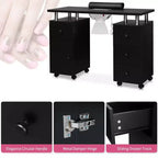 Tavolo da Manicure Bianco da 42,5" per Salone con 3 Cassetti – Postazione per Unghie in MDF per Casa o Salone