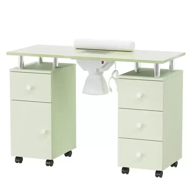 Tavolo da Manicure Bianco da 42,5" per Salone con 3 Cassetti – Postazione per Unghie in MDF per Casa o Salone