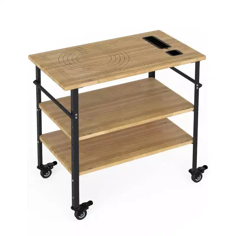 Carrello da cucina in bambù a 3 ripiani con ruote bloccabili – Carrello di servizio su rotelle, capacità di 272 kg