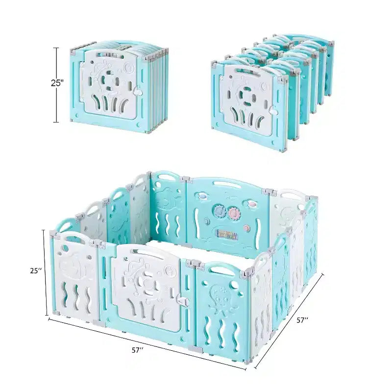 Box per neonati portatile e pieghevole con pannello attività e cancelletto di sicurezza | HDPE, certificato ASTM