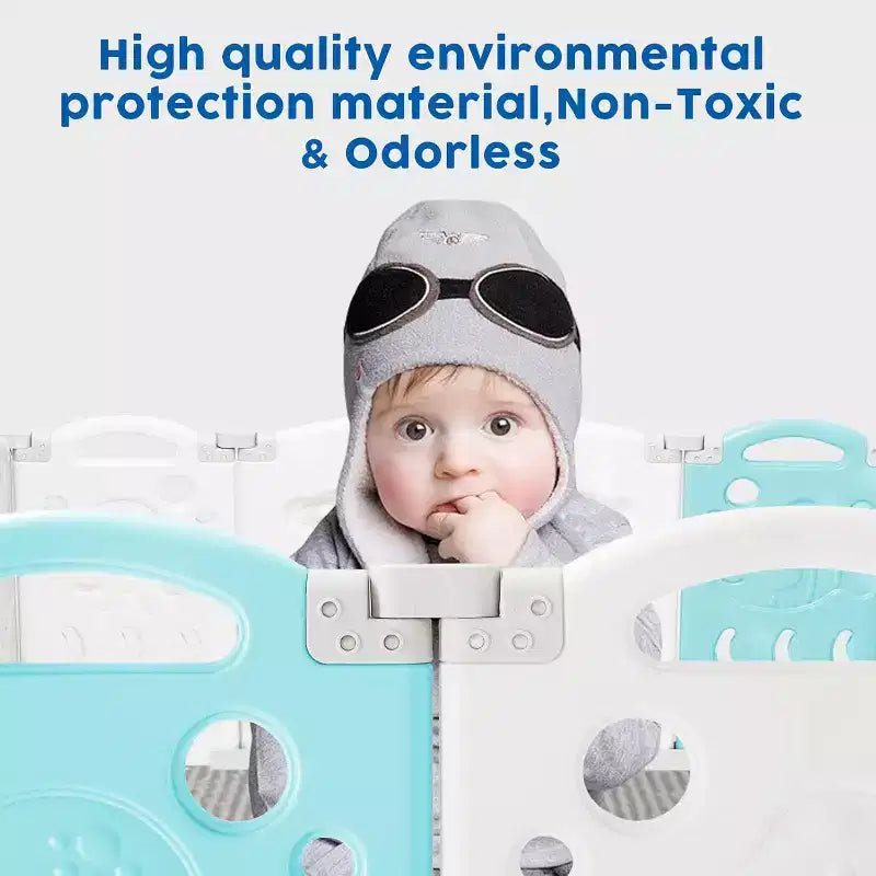 Box per neonati portatile e pieghevole con pannello attività e cancelletto di sicurezza | HDPE, certificato ASTM