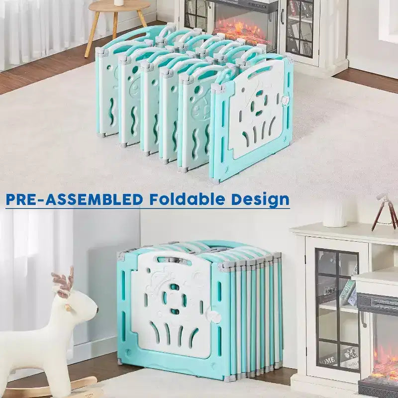 Box per neonati portatile e pieghevole con pannello attività e cancelletto di sicurezza | HDPE, certificato ASTM