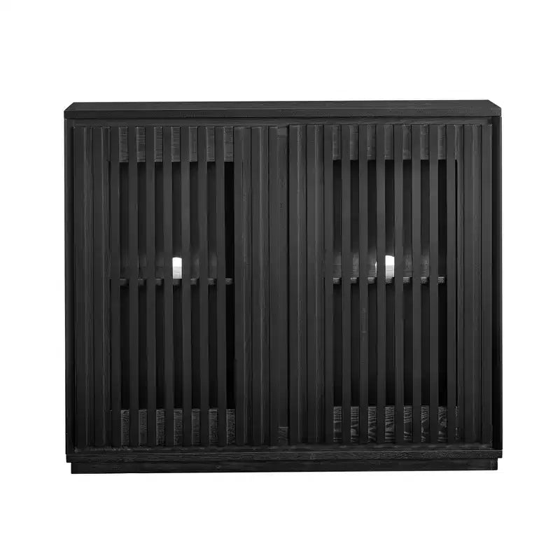 Madia/Credenza con scanalature Mid-Century con 2 Fori per Cavi | Ingresso/Corridoio Nero