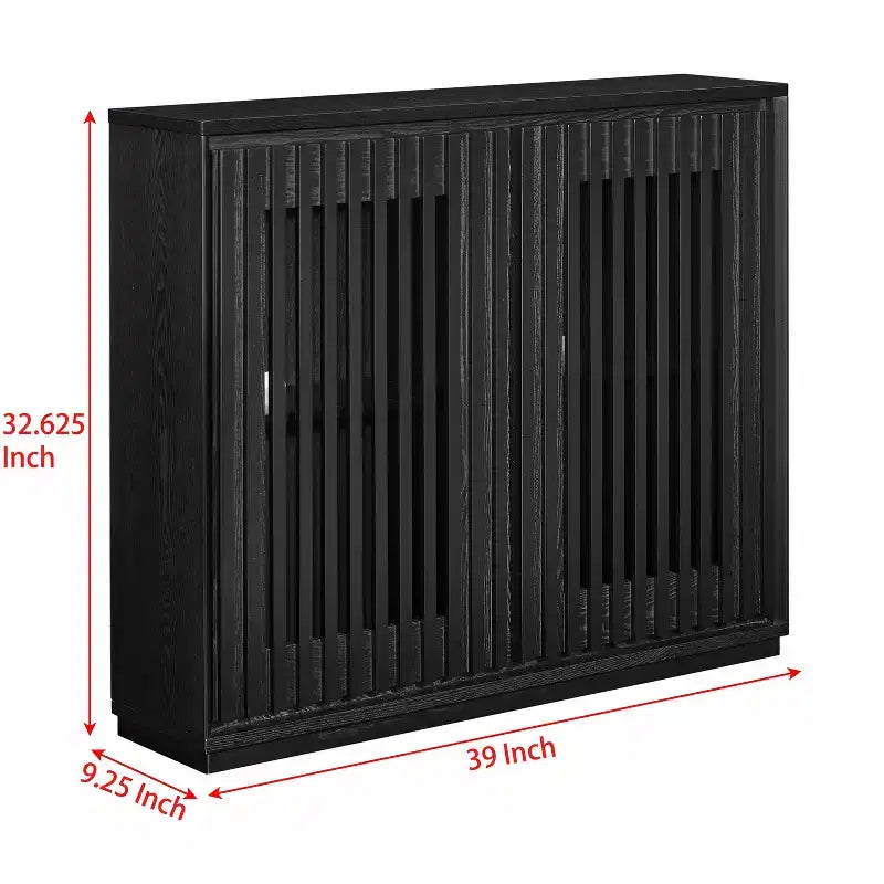 Madia/Credenza con scanalature Mid-Century con 2 Fori per Cavi | Ingresso/Corridoio Nero