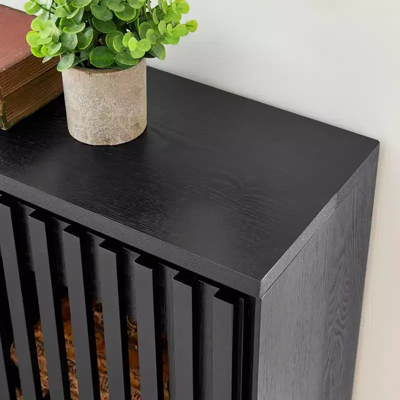 Madia/Credenza con scanalature Mid-Century con 2 Fori per Cavi | Ingresso/Corridoio Nero