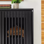 Madia/Credenza con scanalature Mid-Century con 2 Fori per Cavi | Ingresso/Corridoio Nero