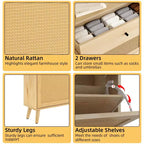 Scarpiera in rattan con 4 ante a ribalta | Contiene 24 paia, design sottile per ingresso