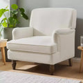 Polibi Linen-Blend Armchair with Rolled Arms & Turned Solid Wood Legs