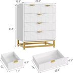 Cassettiera a 5 cassetti per camera da letto, Comò con base in metallo, Cassettiera moderna per soggiorno, corridoio, armadio