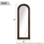 Specchio intero ad arco ad angolo retto in legno massello, finitura carbone cotto, 64x21 pollici (senza staffa), acciaio temperato