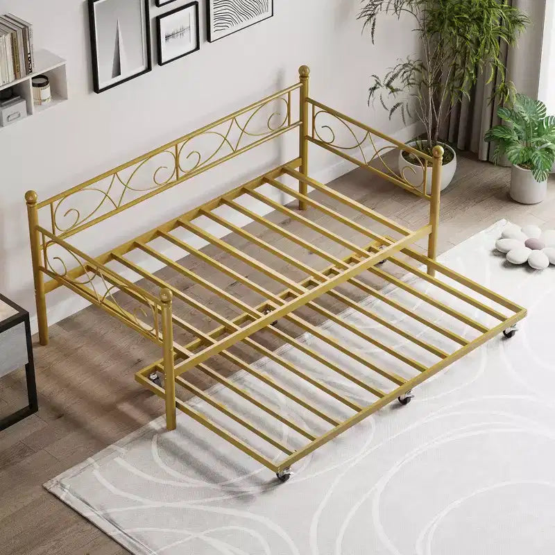 Divano Letto Singolo con Letto Estraibile – Struttura in Metallo con Doghe Rinforzate per Soggiorno, Camera da Letto e Camera degli Ospiti