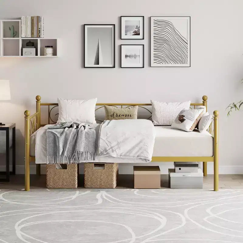 Divano Letto Singolo con Letto Estraibile – Struttura in Metallo con Doghe Rinforzate per Soggiorno, Camera da Letto e Camera degli Ospiti