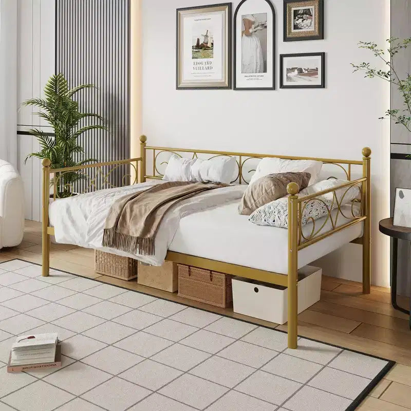 Divano Letto Singolo con Letto Estraibile – Struttura in Metallo con Doghe Rinforzate per Soggiorno, Camera da Letto e Camera degli Ospiti