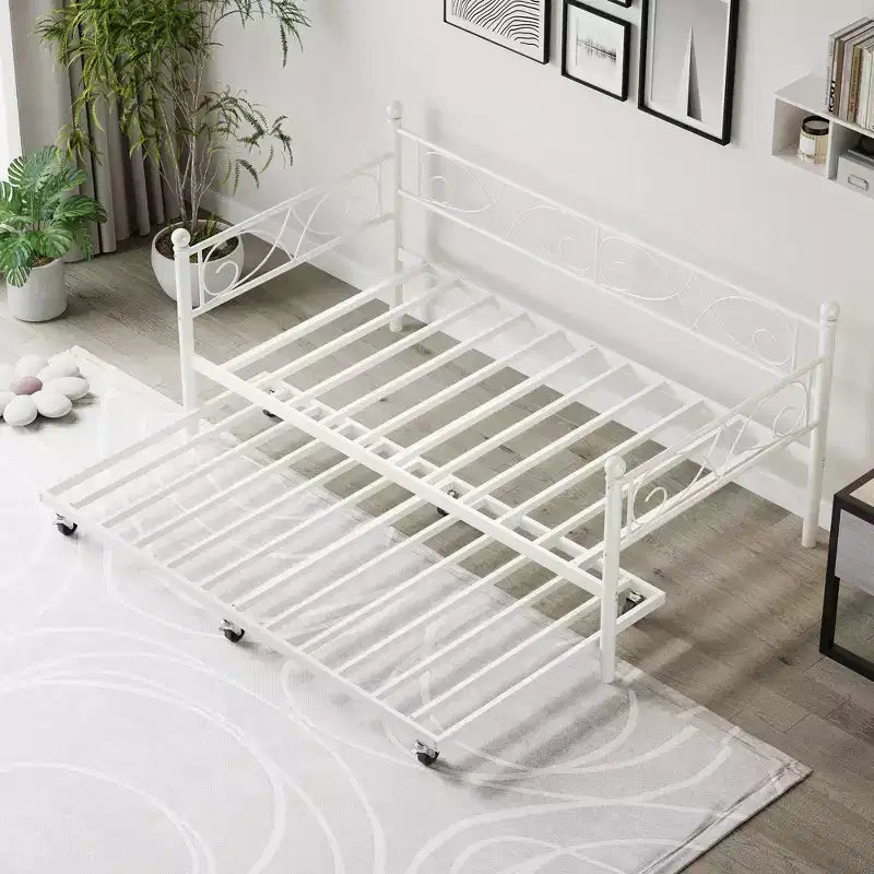 Divano Letto Singolo con Letto Estraibile – Struttura in Metallo con Doghe Rinforzate per Soggiorno, Camera da Letto e Camera degli Ospiti