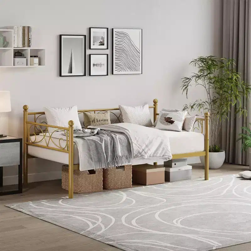 Divano Letto Singolo con Letto Estraibile – Struttura in Metallo con Doghe Rinforzate per Soggiorno, Camera da Letto e Camera degli Ospiti