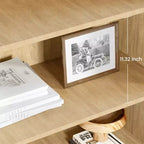 Libreria a 5 ripiani in stile rattan con mobiletto – Scaffale espositivo Boho con struttura in metallo, capacità di 20 kg per ripiano