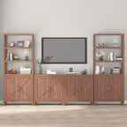 Libreria a 5 ripiani in stile rustico con ante a mobiletto, alta 180 cm – Ripiani regolabili, libreria color noce anticato per soggiorno e ufficio