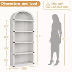 Libreria ad arco stile rustico da 182 cm con 5 ripiani – Scaffale alto effetto legno con dettagli in metallo per ufficio e soggiorno