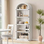 Libreria ad arco stile rustico da 182 cm con 5 ripiani – Scaffale alto effetto legno con dettagli in metallo per ufficio e soggiorno