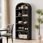 Libreria ad arco stile rustico da 182 cm con 5 ripiani – Scaffale alto effetto legno con dettagli in metallo per ufficio e soggiorno