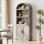 Libreria ad arco stile rustico da 182 cm con 5 ripiani – Scaffale alto effetto legno con dettagli in metallo per ufficio e soggiorno