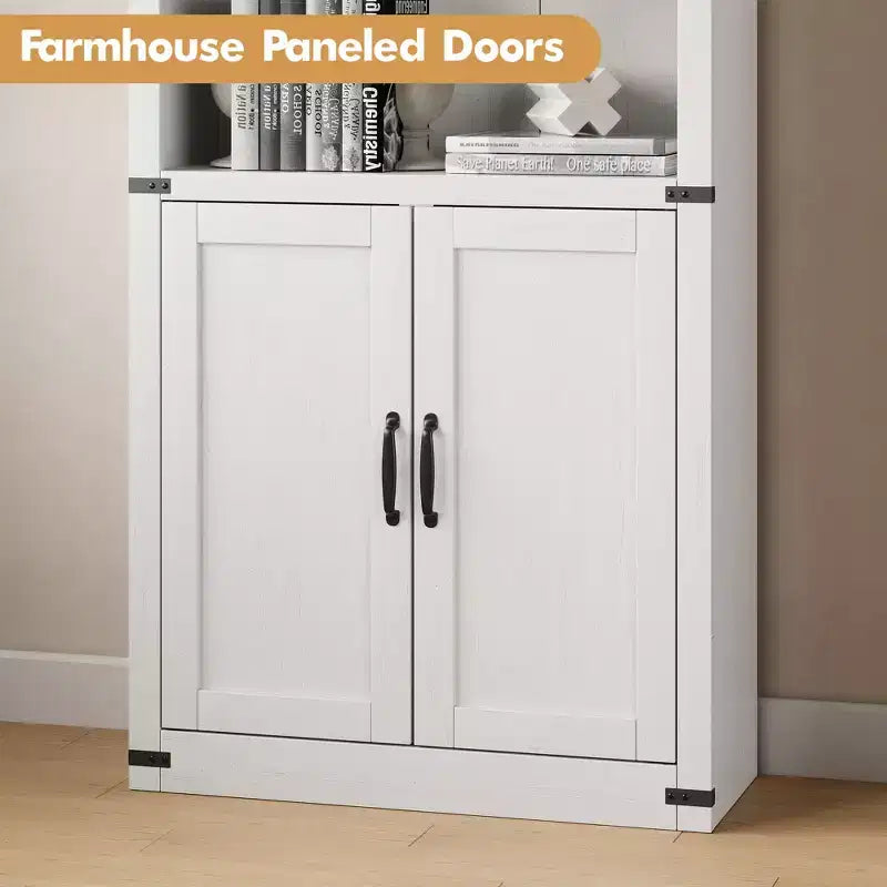 Libreria ad arco stile rustico da 182 cm con 5 ripiani – Scaffale alto effetto legno con dettagli in metallo per ufficio e soggiorno