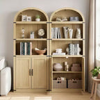 Libreria ad arco stile rustico da 182 cm con 5 ripiani – Scaffale alto effetto legno con dettagli in metallo per ufficio e soggiorno