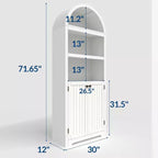 Armadio alto 183 cm con parte superiore ad arco, 5 ripiani e ante – Credenza regolabile per soggiorno e cucina