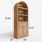 Armadio alto 183 cm con parte superiore ad arco, 5 ripiani e ante – Credenza regolabile per soggiorno e cucina