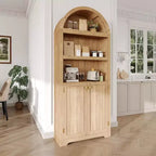 Armadio alto 183 cm con parte superiore ad arco, 5 ripiani e ante – Credenza regolabile per soggiorno e cucina