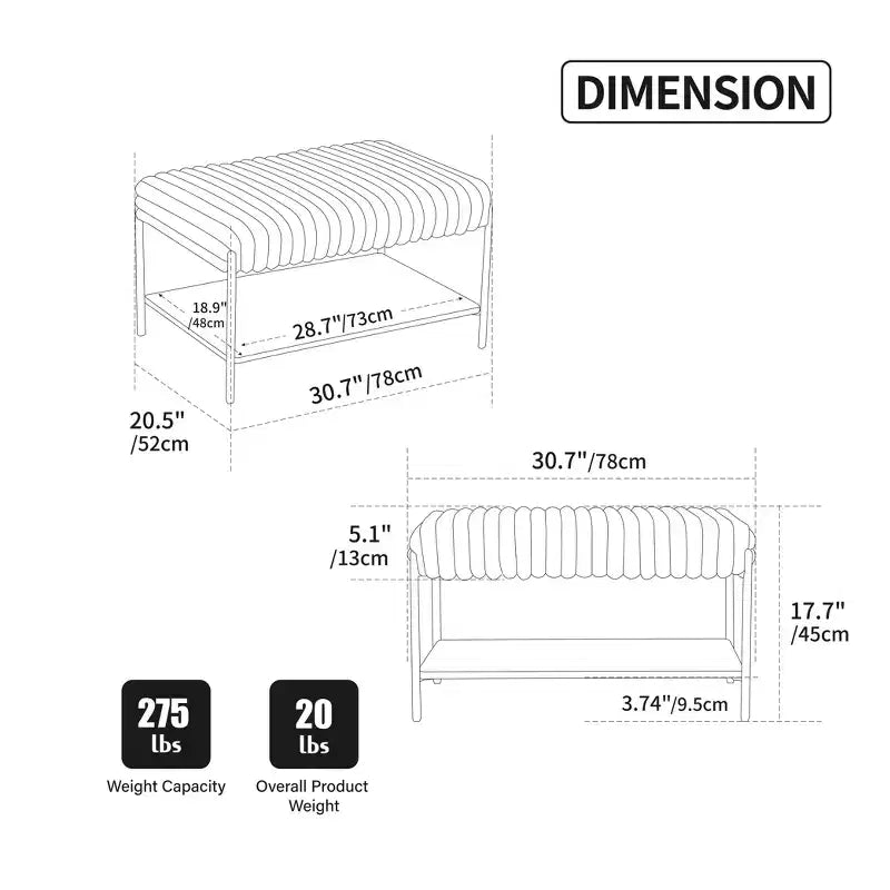 Panca Pouf Rivestita in Ecopelliccia Larga 78 cm – Sgabello Poggiapiedi Imbottito con Ripiano Aperto per Camera da Letto e Ingresso
