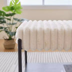 Panca Pouf Rivestita in Ecopelliccia Larga 78 cm – Sgabello Poggiapiedi Imbottito con Ripiano Aperto per Camera da Letto e Ingresso