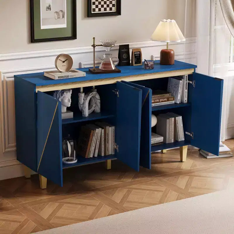 60 Mobile Buffet Bicolore,Credenza in Legno Effetto Invecchiato con 4 Ante,Ripiani Regolabili,Cerniere Ammortizzate,Madia per Sala da Pranzo,Cucina