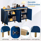 60 Mobile Buffet Bicolore,Credenza in Legno Effetto Invecchiato con 4 Ante,Ripiani Regolabili,Cerniere Ammortizzate,Madia per Sala da Pranzo,Cucina