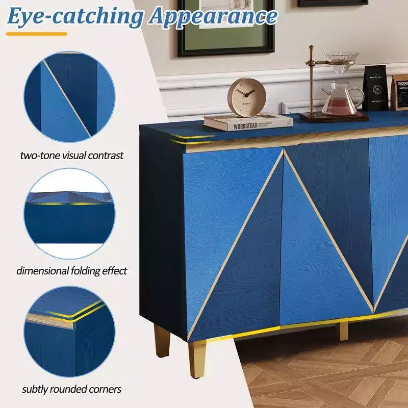 60 Mobile Buffet Bicolore,Credenza in Legno Effetto Invecchiato con 4 Ante,Ripiani Regolabili,Cerniere Ammortizzate,Madia per Sala da Pranzo,Cucina