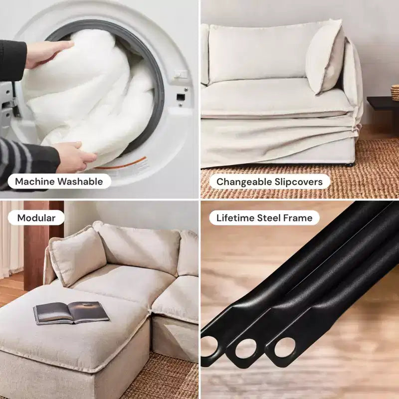 Chaise longue modulare e lavabile con seduta in memory foam e cuscino sagomato – Adatta agli animali domestici