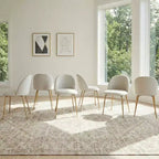 2 sedie imbottite per sala da pranzo, moderne sedie laterali senza braccioli in tessuto di lino con gambe in metallo, sedie d'accento con schienale ergonomico per sala da pranzo e soggiorno