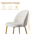 2 sedie imbottite per sala da pranzo, moderne sedie laterali senza braccioli in tessuto di lino con gambe in metallo, sedie d'accento con schienale ergonomico per sala da pranzo e soggiorno
