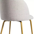 2 sedie imbottite per sala da pranzo, moderne sedie laterali senza braccioli in tessuto di lino con gambe in metallo, sedie d'accento con schienale ergonomico per sala da pranzo e soggiorno