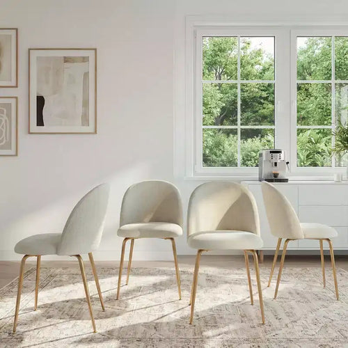 2 sedie imbottite per sala da pranzo, moderne sedie laterali senza braccioli in tessuto di lino con gambe in metallo, sedie d'accento con schienale ergonomico per sala da pranzo e soggiorno